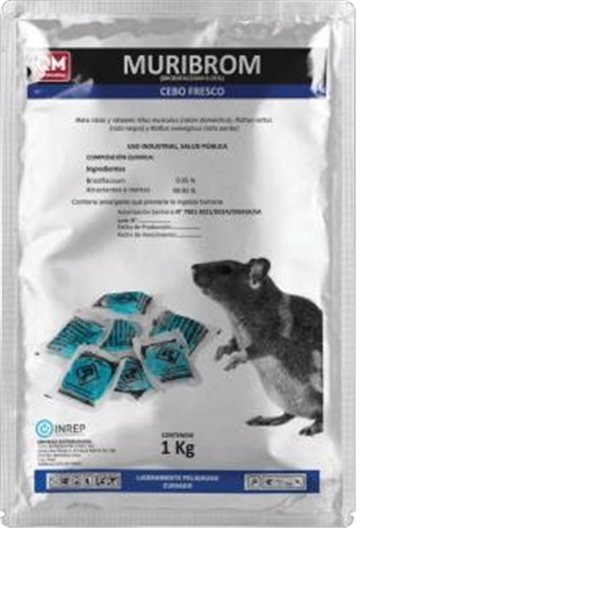Rodenticida Muribrom cebo fresco, bolsa de 1 kg
